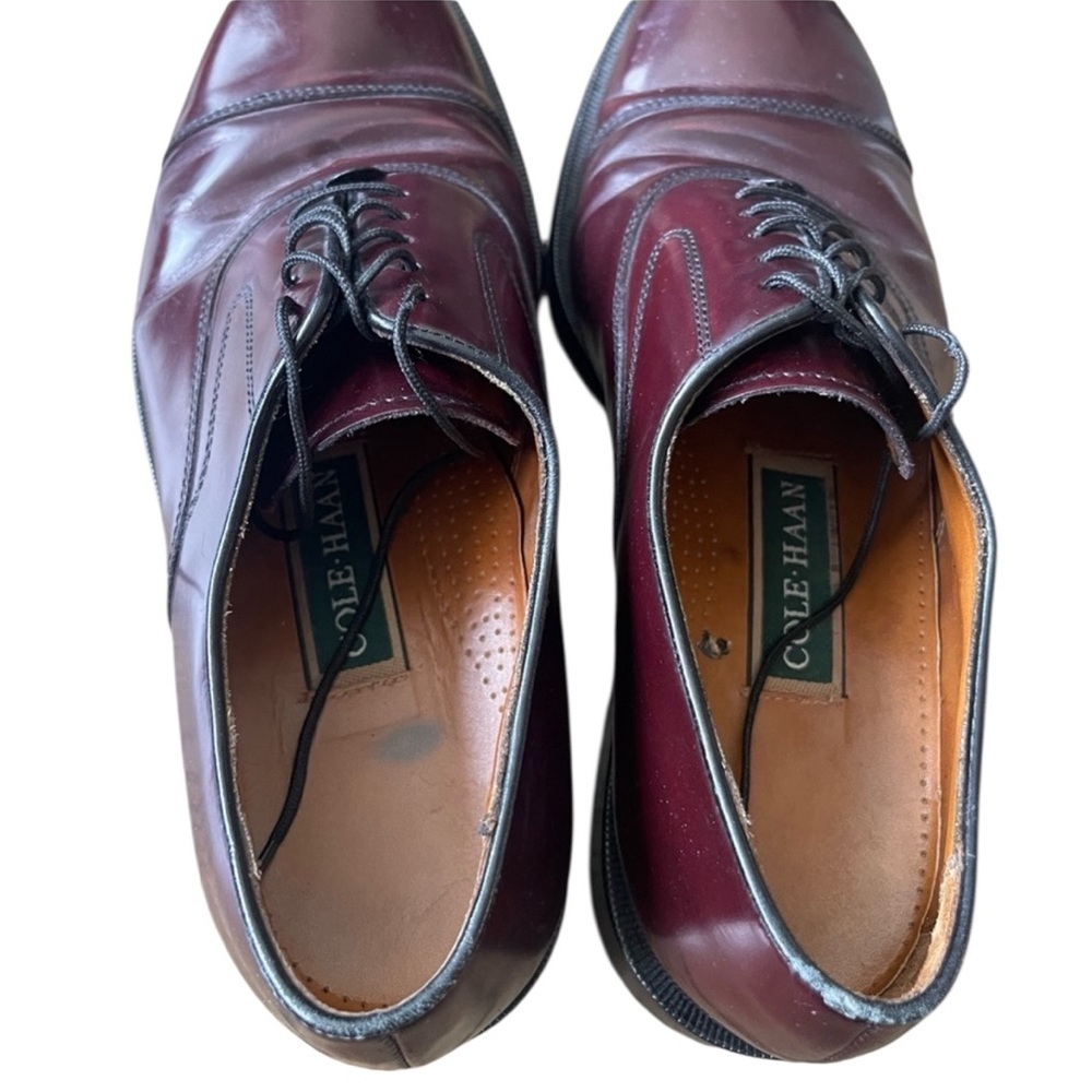 Cole Haan Brown Leather Oxford Shoes with Cap Toe - Picture 2 of 3